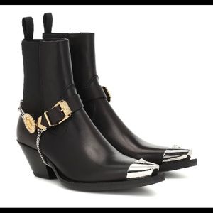 Versace embellished leather boots